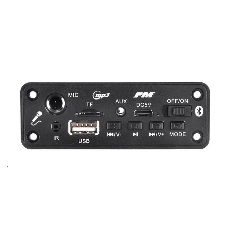●1Set 2*3W/5W Amplifier Audio Player Bluetooth MP3 Decoder Board 5V DIY MP3 Player Car FM Radio Module TF USB Mic Record Call