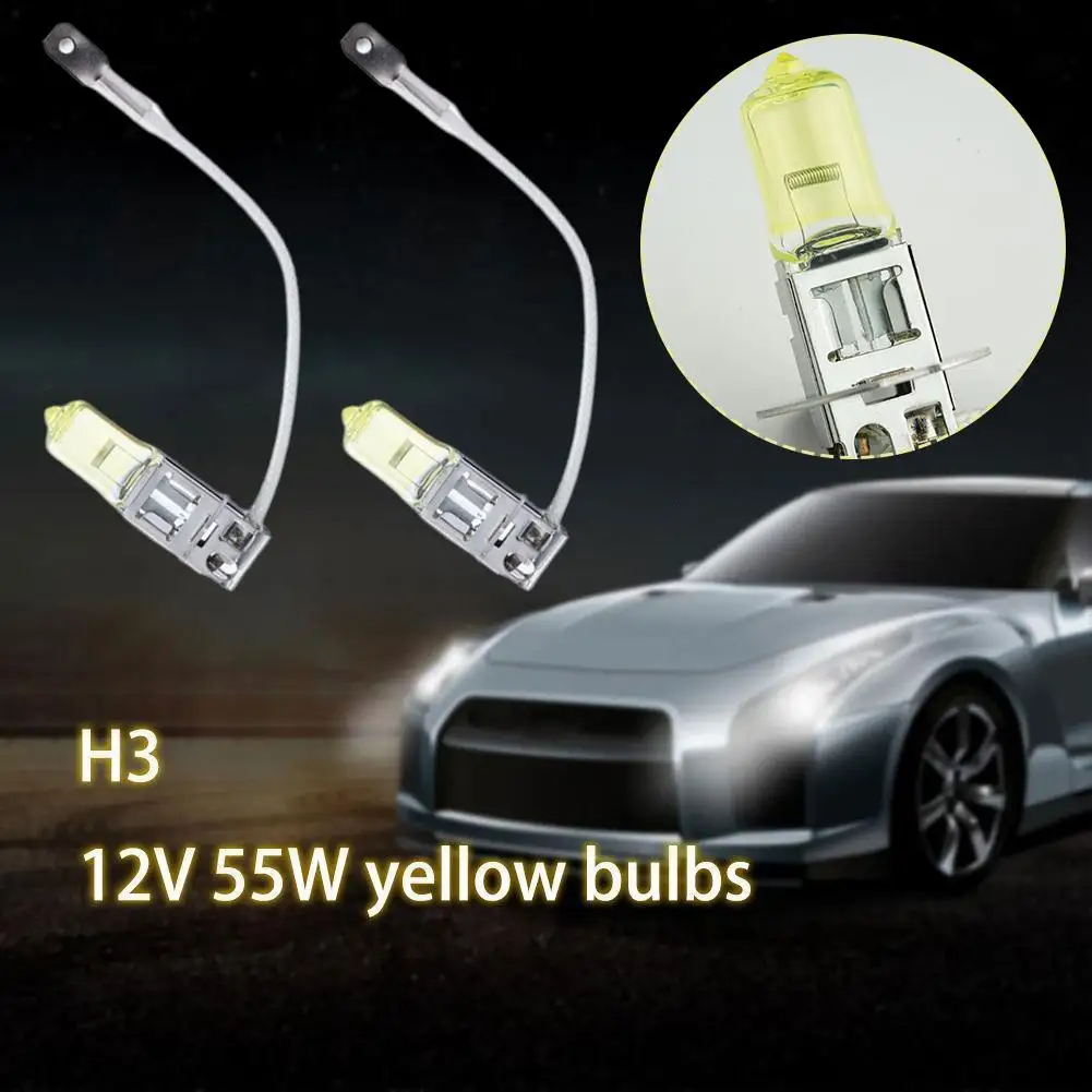 1pc H4 12V 55W 3000K Yellow Quartz Glass Car Xenon Fog Bulb Lamp Halogen Lamp Head I2T2