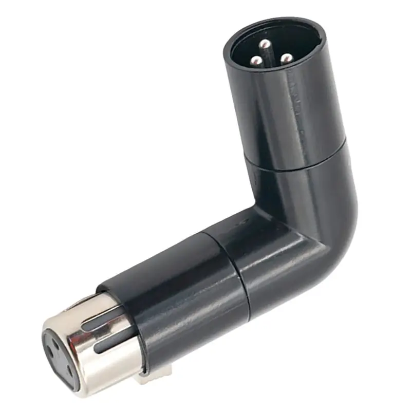 FULL-Rotatable Angle Adjustment XLR Adapter L Shaped XLR Connector, 3 Pin Right Angle Plug Male To Female Mic Cable Coupler