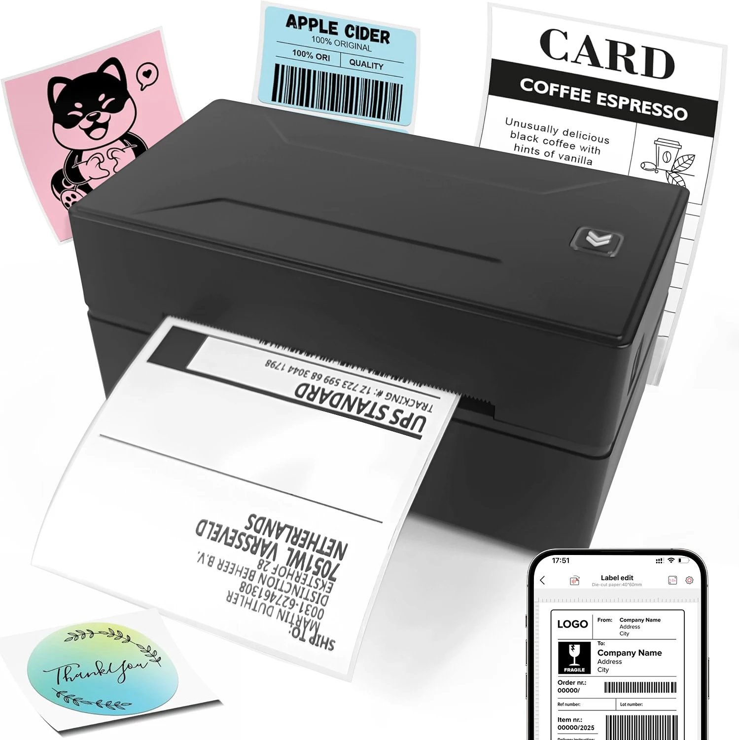 

Marklife Thermal Label Printer D100 Small Shipping Label 4X6inch Printer Maker For Kitchen School Office Small business Home