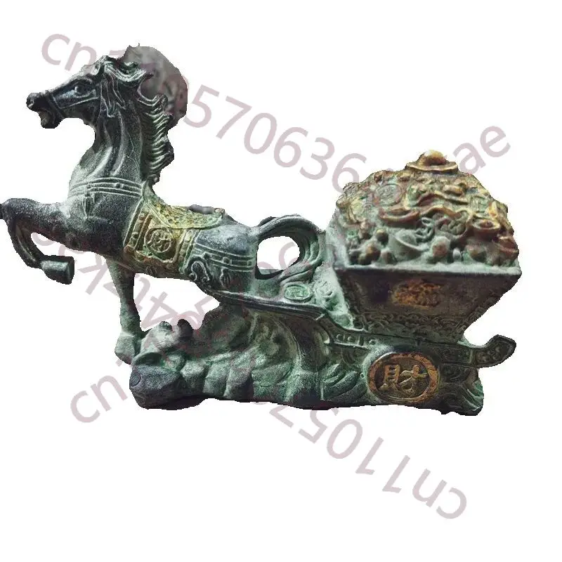 

Bronze Relief Gilded Horse-Drawn Cart - Carved Treasure Folk Art Collection from China