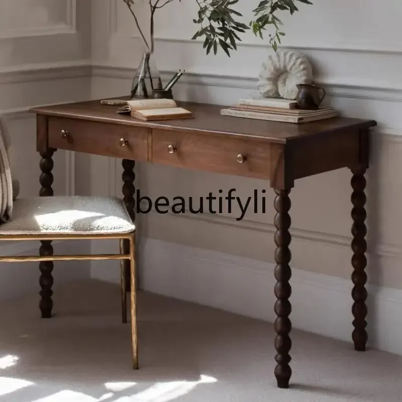 French retro solid wood desk American porch bookcase/home writing desk drawer6220