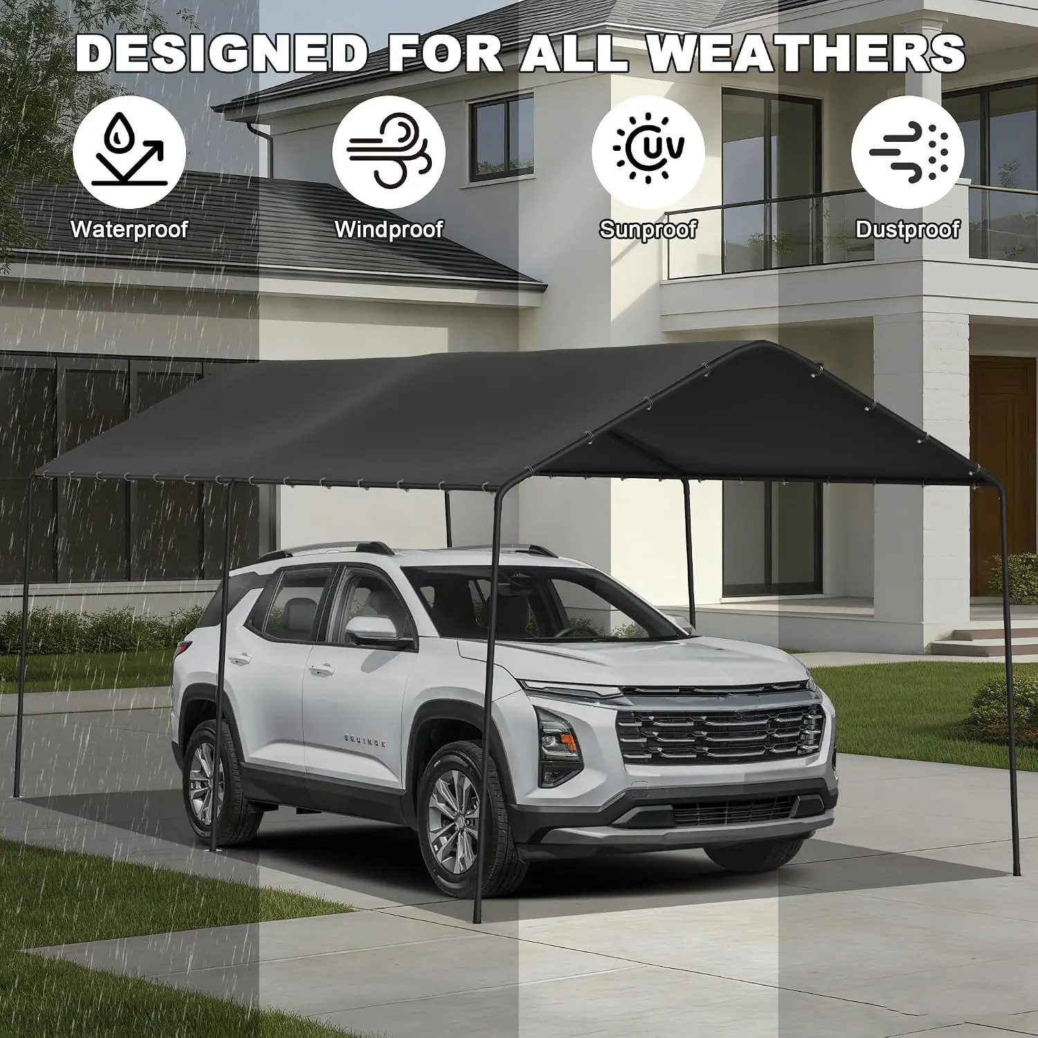 10 x 20 FT Carport Heavy Duty, Portable Garage Canopy Outdoor(Black)