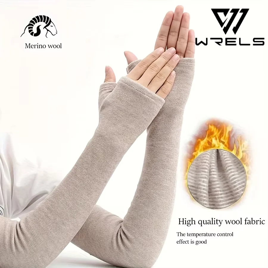 1/2/3Pairs Thickened Plush Winter Arm Warmers Thermal Cold Proof Fingerless Sleeves Thumb Hole Elastic Outdoor Arm Sleeves