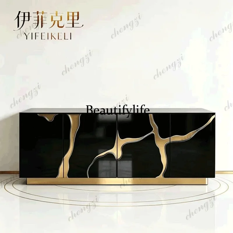 QQ Italian light luxury door cabinet, living room engraved storage cabinet, high-end storage and dining side cabinet
