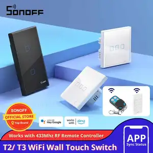 SONOFF T2/ T3 EU/ ROYAUME-UNI/ US Wifi/ 433 MHz Interrupteur intelligent RF tactile 1/2/3 Gang Interrupteurs Wi-Fi pour la maison intelligente 6 meilleures ventes Sonoff TH16R2 - No 4