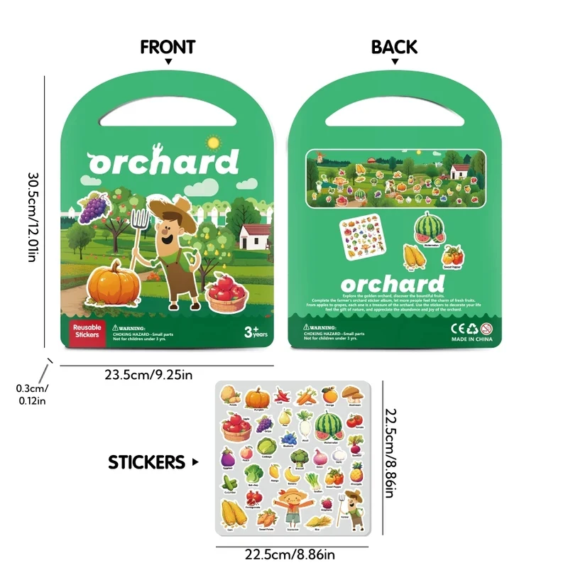 Waterproof Cartoon Sticker Activity Book for Kids – Washable & Reusable Stickers for Early Learning and Cognitive Development