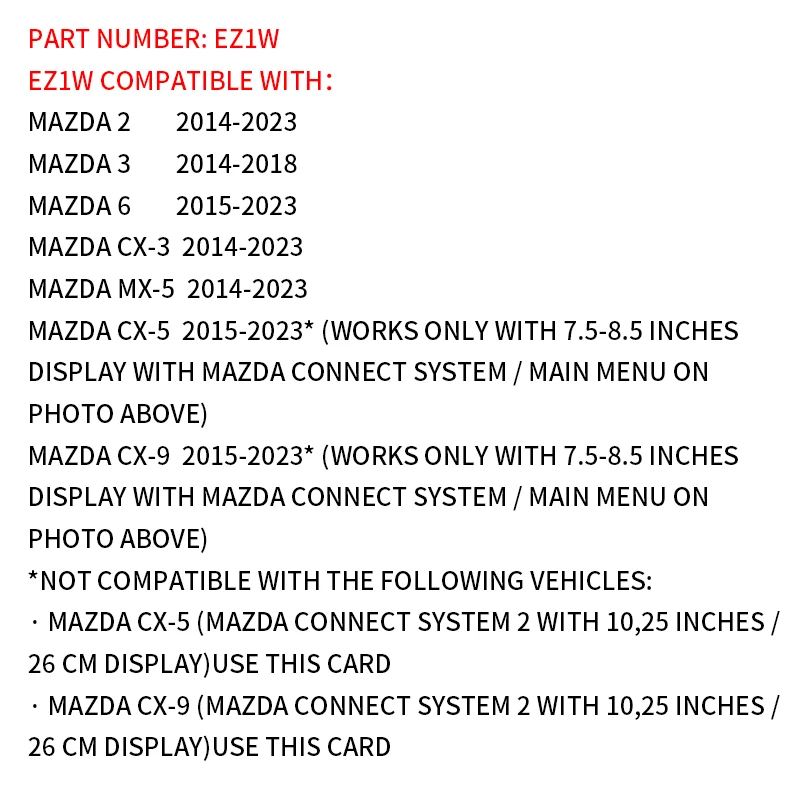 Navigation SD Card for Mazda EZ1W / 2 / 3 / 6 / CX3 / CX5 / MX5 / CX9 / GPS Map SD Card 2023