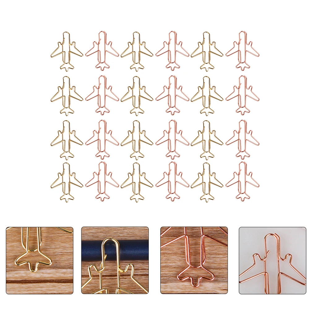 24 Pcs Creative Paperclip Plane Paperclips Airplane Bookmarks Shaped Cartoon