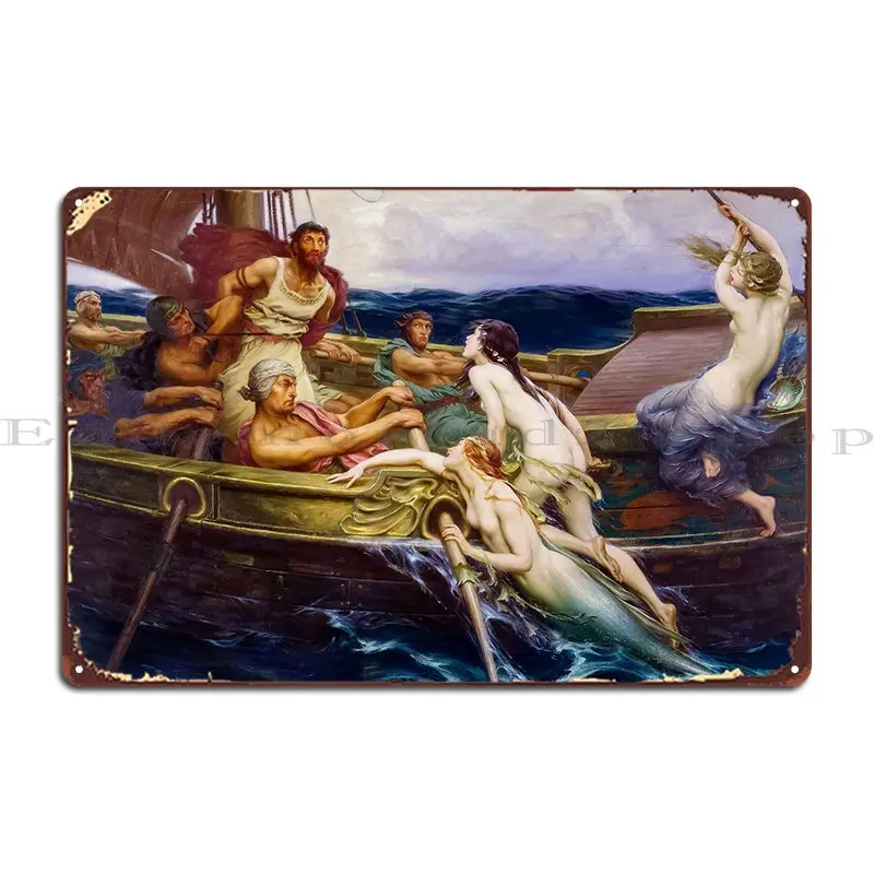 Ulysses And The Sirens Metal Sign Wall Decor Wall Mural Kitchen Cave Designs Tin Sign Poster