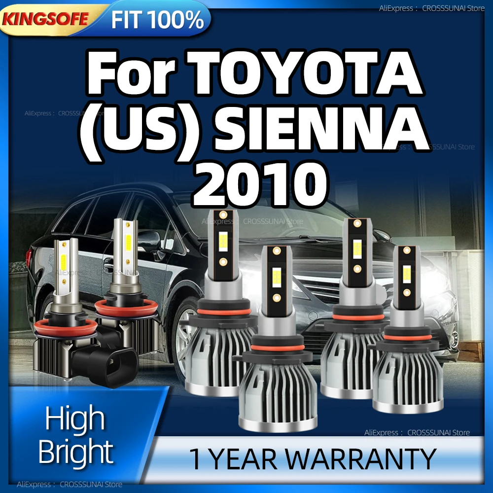 

2/6Pcs LED Headlight 180W High Power CSP Car Lamp HB3 HB4 6000K 12V Turbo H11 Fog Light For TOYOTA (US) SIENNA 2010