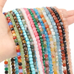 5mm Faceted Cube Beads Natural Stone Onyx Turquoise Aquamarine Square Spacer Beads For Jewelry Making Diy Charms Bracelets 15''