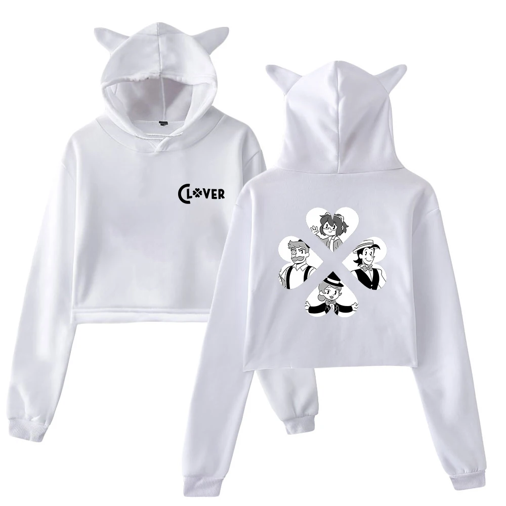 Or3O Clover Pullover Cat Ears Hoodie Long Sleeve Sweatshirts Female Crop Top 2023 New Logo Women's Clothes