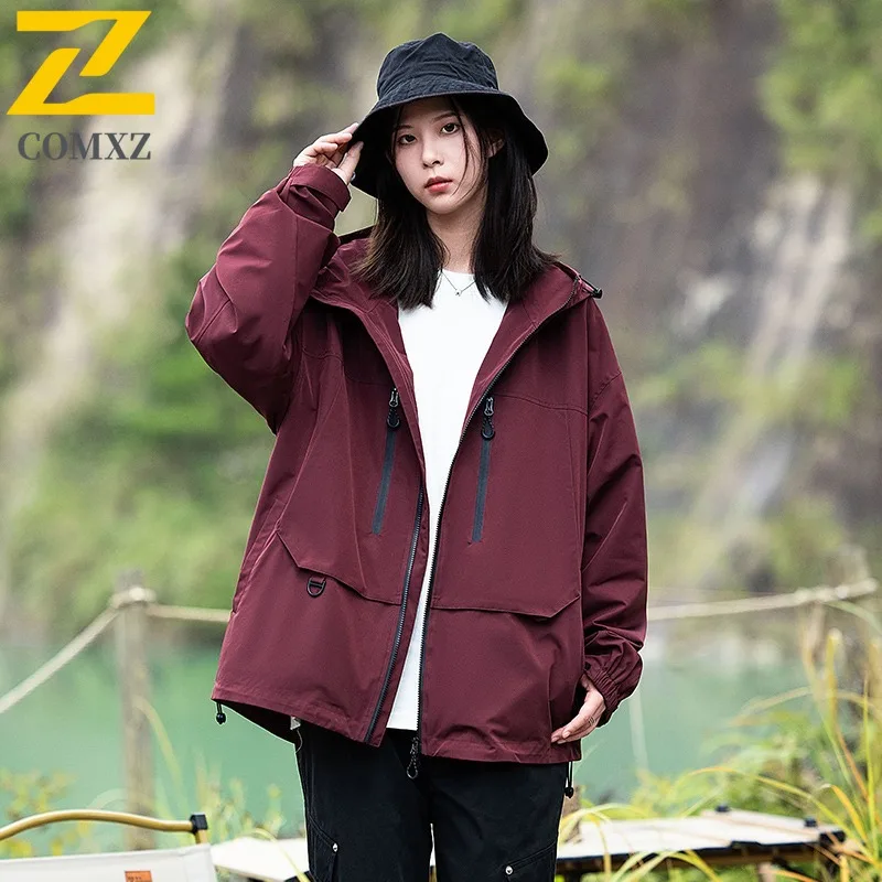 

COMXZ 2025 Мужская рабочая куртка с капюшоном, трехстойкая технология, повседневное модное пальто, осень-весна, модная верхняя одежда, уличный стиль