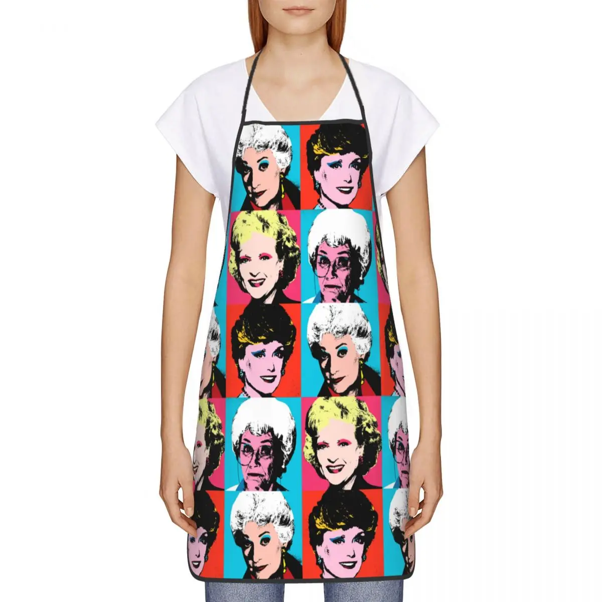 Unisex Golden Girls Warhol Pop Art Bib Apron Adult Women Men Chef Tablier Cuisine for Kitchen Cooking 80s Sitcom Painting