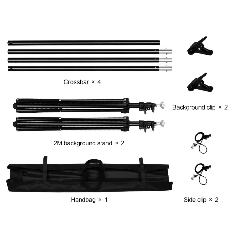 حامل خلفية لاستوديو الفيديو مقاس 2.6 × 3 م/8.5 × 10 قدم، نظام دعم خلفية تلسكوبي قابل للتعديل مع حقيبة حمل