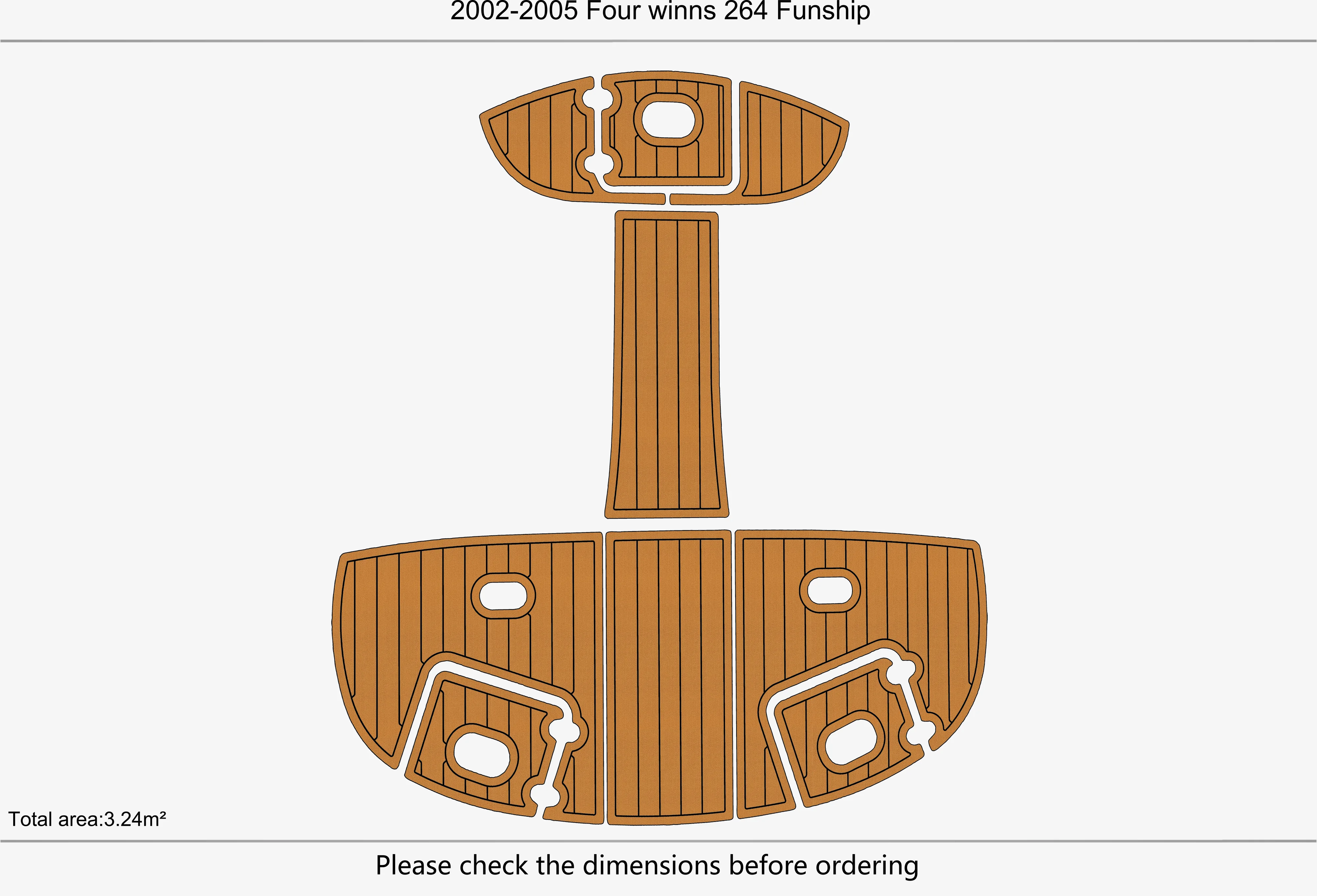 Eva foam Fuax teak seadek marine floor For 2002-2005 Four winns 264 Funship Swim platform bow 1/4