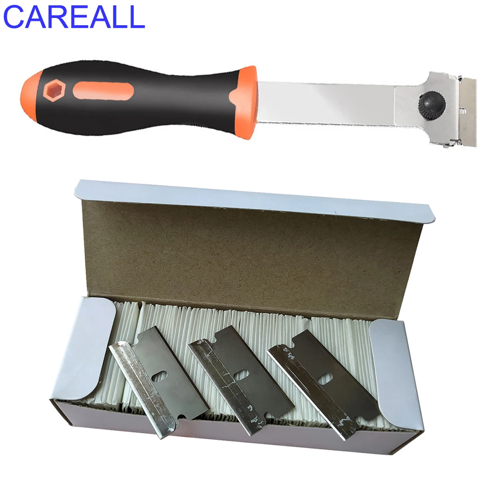 

CAREALL Car Clean Scraper Sticker Remover 100pcs Carbon Steel Razor Blade Vinyl Wrap Film Glue Window Ceramic Glass Oven Shovel