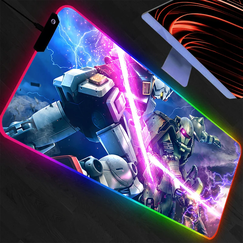 

RGB Mouse Pad GUNDAM gamer Large LED Keyboard NonSlip Rubber Computer Carpet Desk Mat PC Gamer Backlight MousePad animation xxl