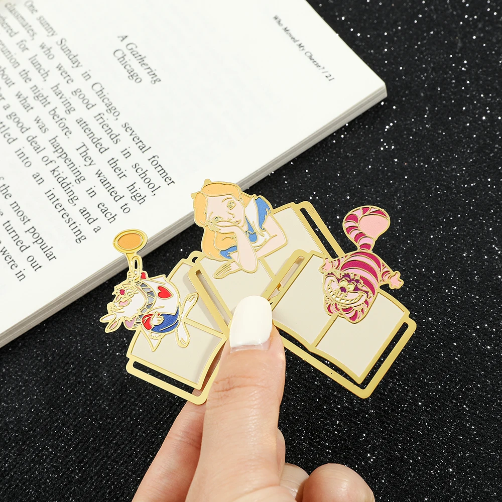 Anime Alice in Wonderland Metal Bookmark Exquisite Cute Reading Page Mark Tools Stationery Supplies for Kids Boys Girls Gifts