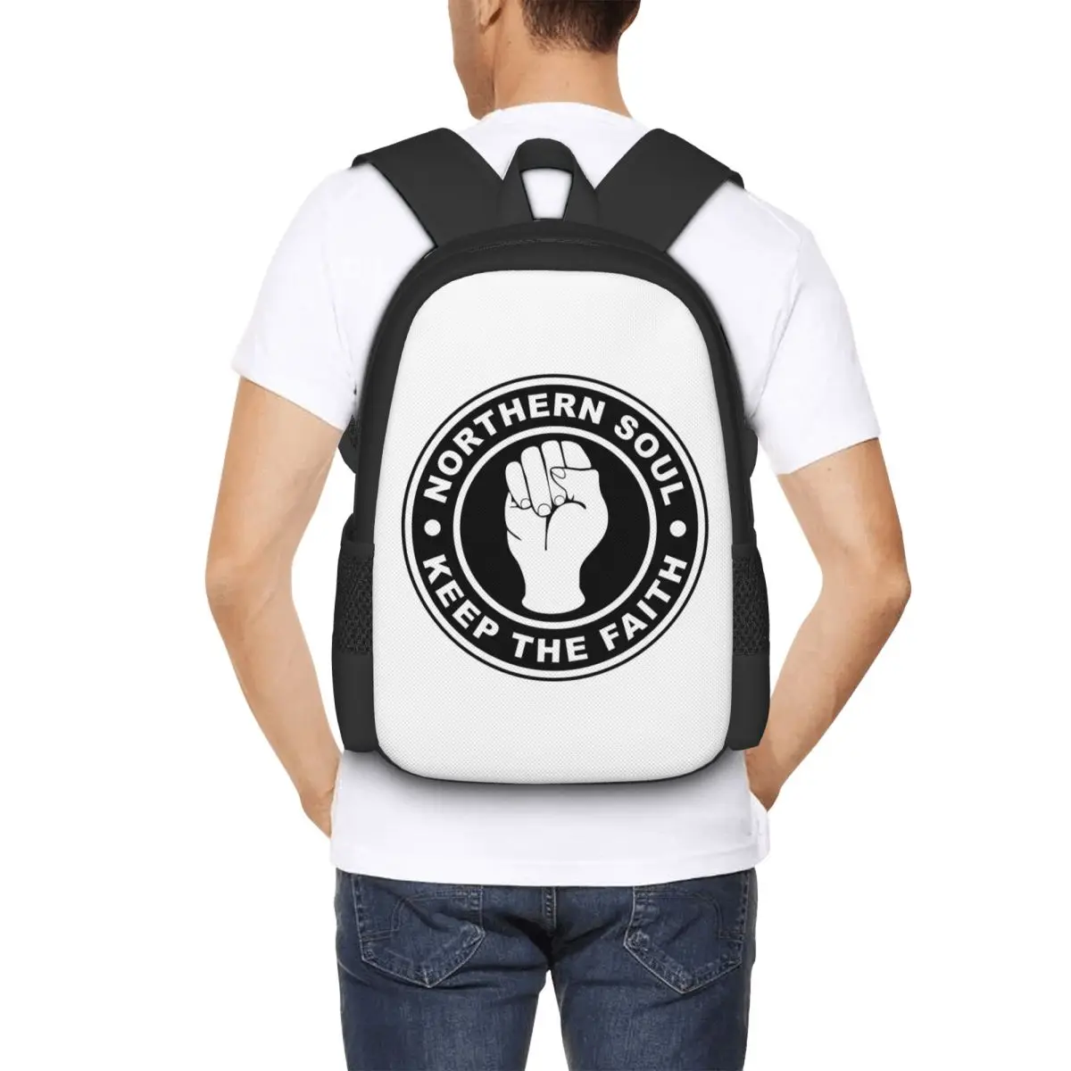 

Northern Soul Keep The Fait Student Backpack School Bag Hiking Travel Daypack for Boys Girls Fashion Bookbag Shoulder Bags