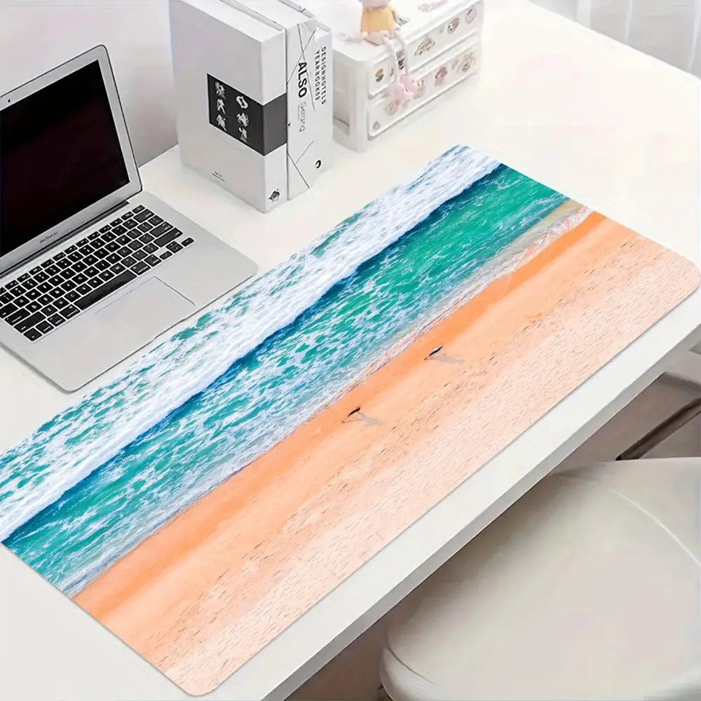 Beach Landscape Mouse Pad, Blue Ocean Style Design, Non-Slip Rubber Desk Mat, Gaming Accessory, Suitable for Laptop Home Office