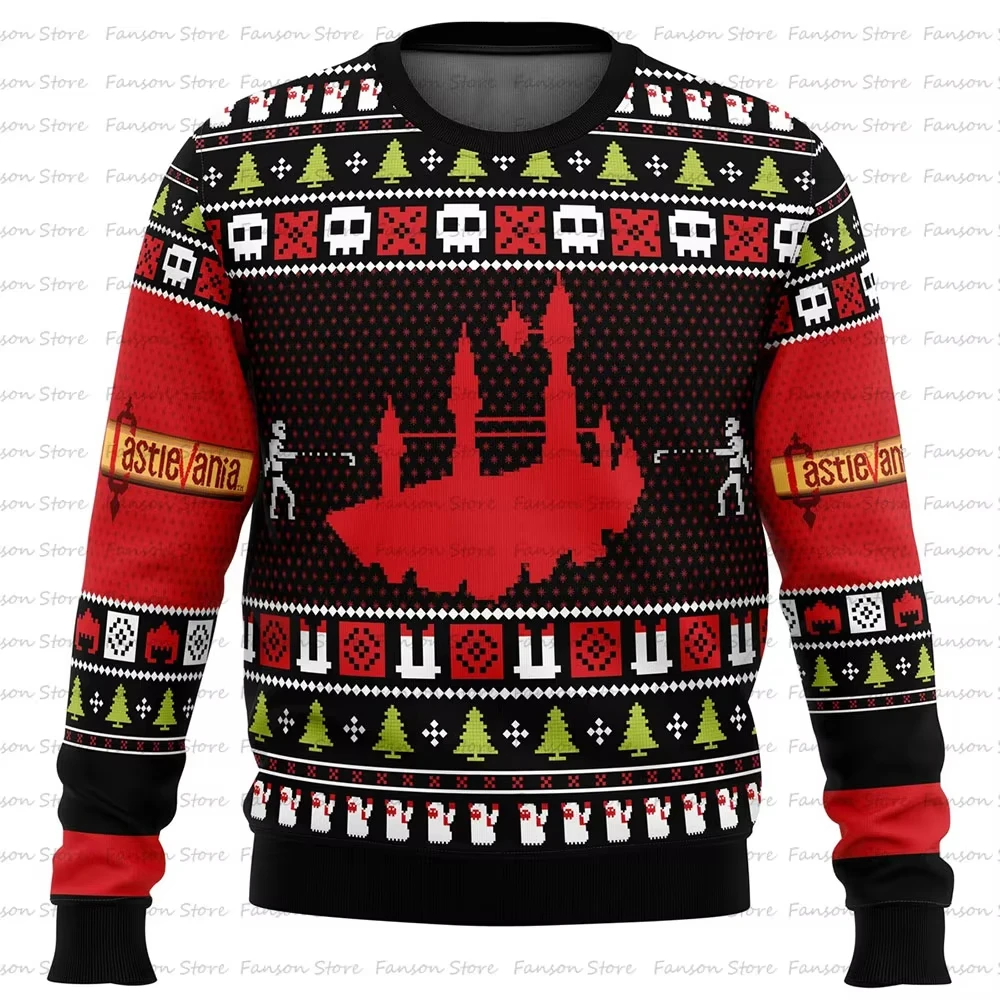 Castlevania Creepy Castle Ugly Christmas Sweater Cartoon Anime Women Men Pullover Tops Fashion Couple Hoodie Sweatshirt