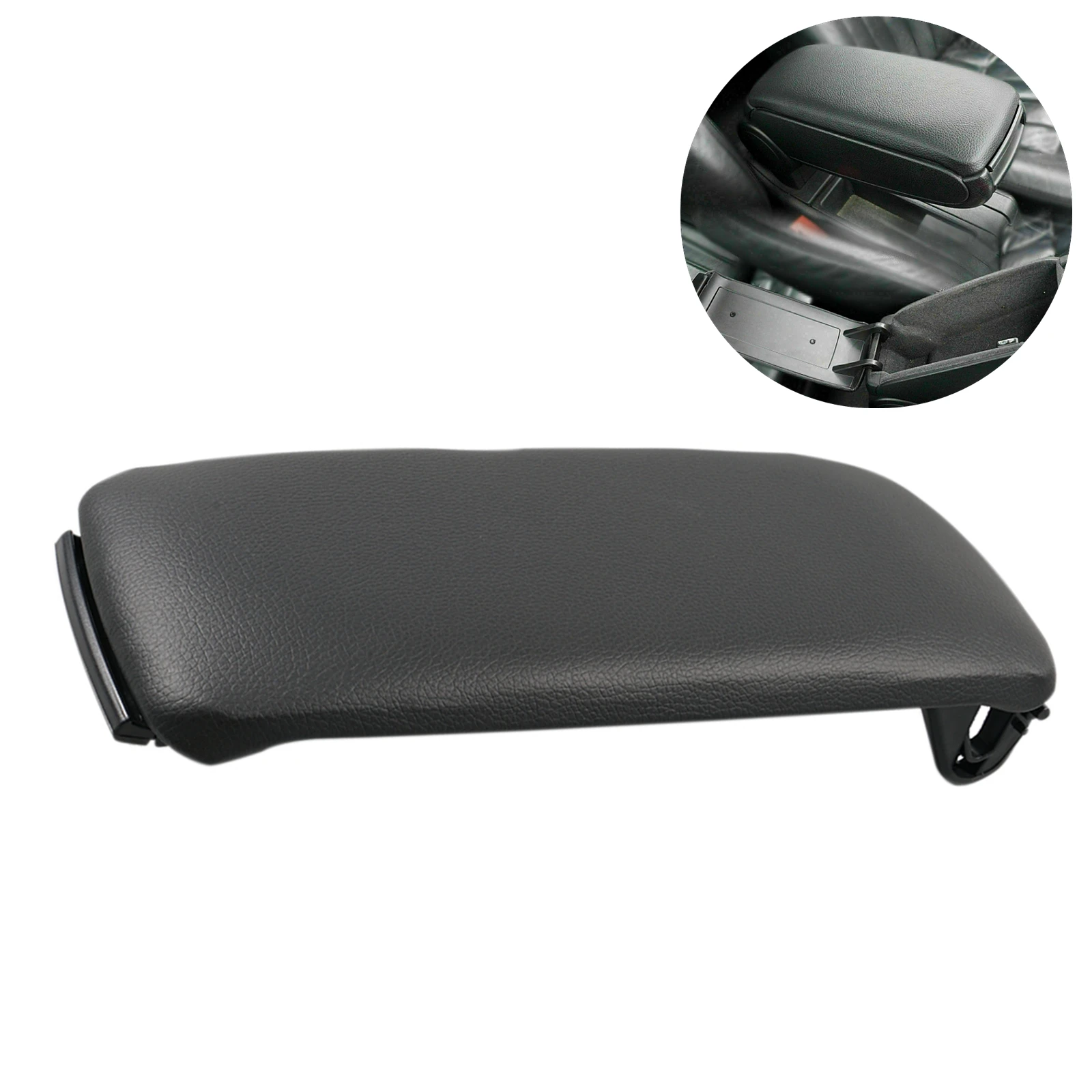 For Audi A6 C5 2000-2006 Center Console Armrest Cover Lid Black Upgraded Leatherette Ultra-soft Padding