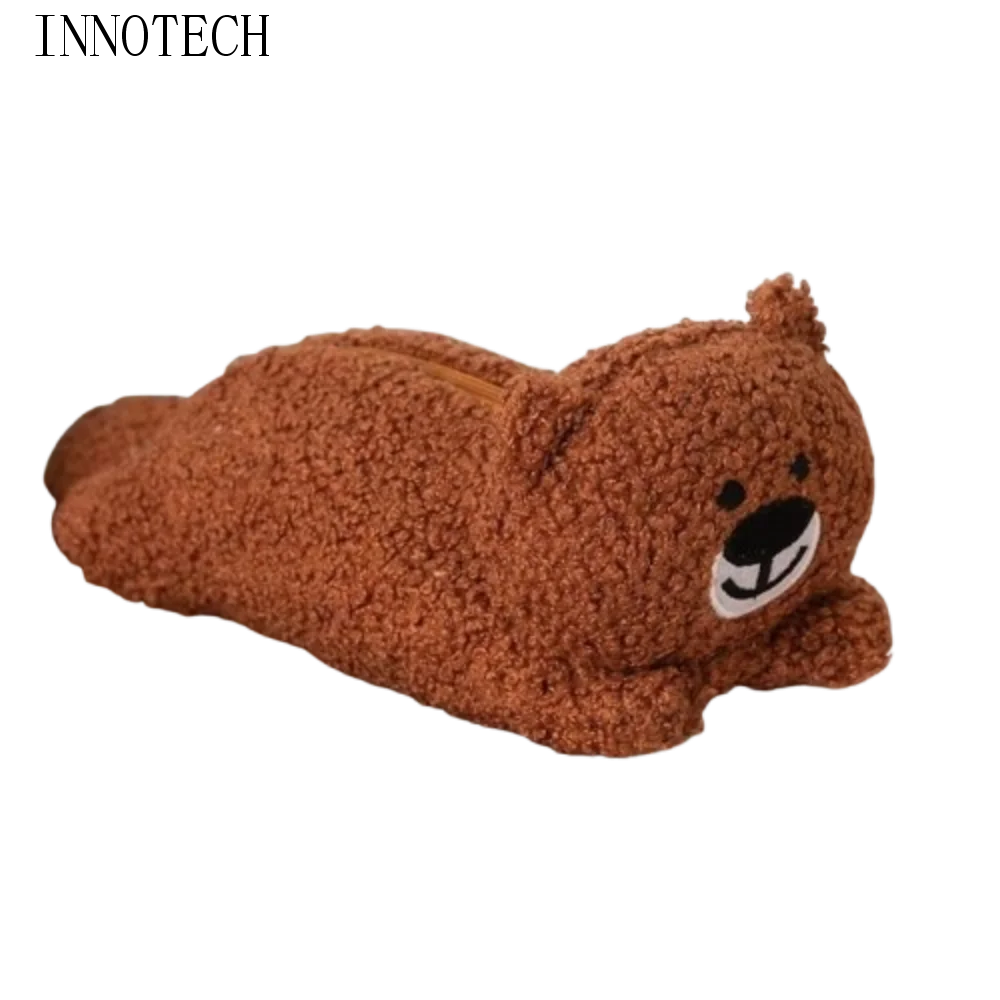 

Кошелек для монет, пенал с изображением медведя, милый дизайн, сумка на молнии с медведем, сумка для ручек, мультяшная мягкая на ощупь сумка для хранения канцелярских принадлежностей, детская сумка