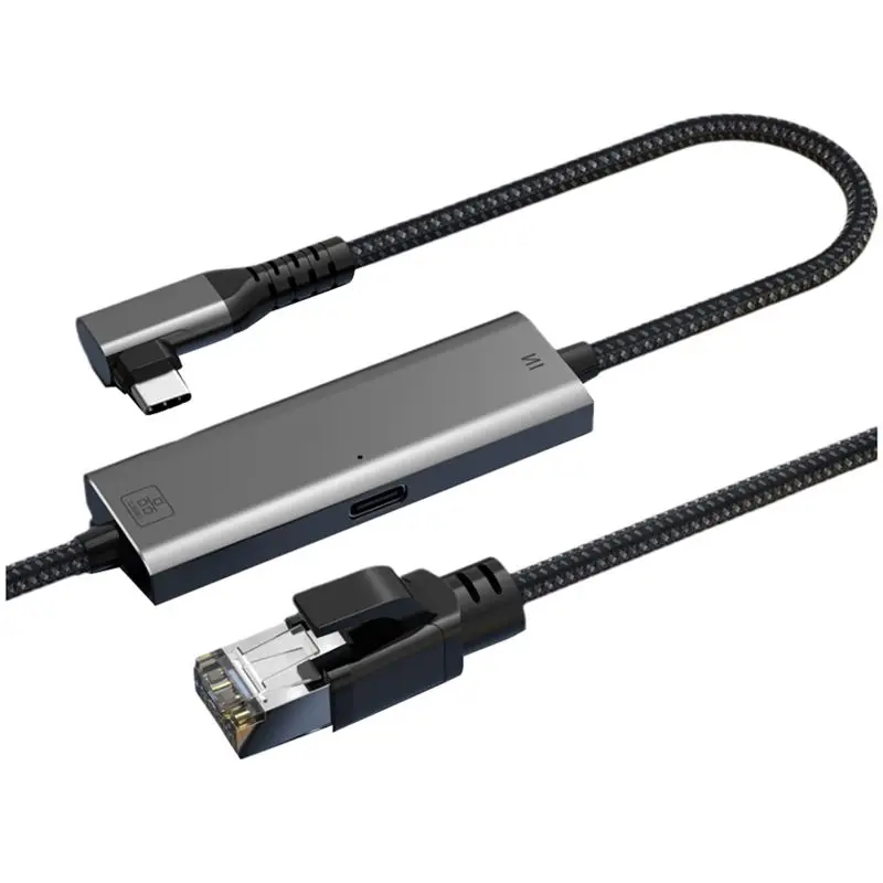 

Адаптер A46M Type-C на RJ45 Gigabit Ethernet, 1000 Мбит/с, сетевая карта с угловым разъемом 90 градусов, конвертер Ethernet 1000 Мбит/с, 1.2 м