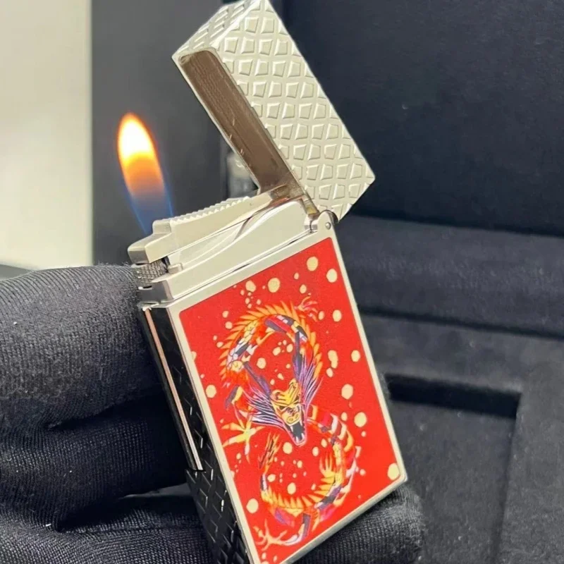 New Gas Lighters Metal Red Dragon Drawing Tobacco Smoking Cigarette Cigar Ourdoor Tools Men Father Exquisite Gifts Collections