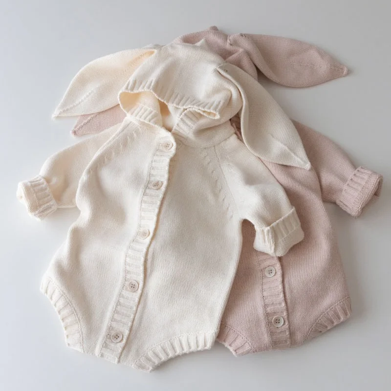 New autumn and winter baby clothes cartoon rabbit newborn clothes knitted warm 0-2 year old boys and girls baby jumpsuit