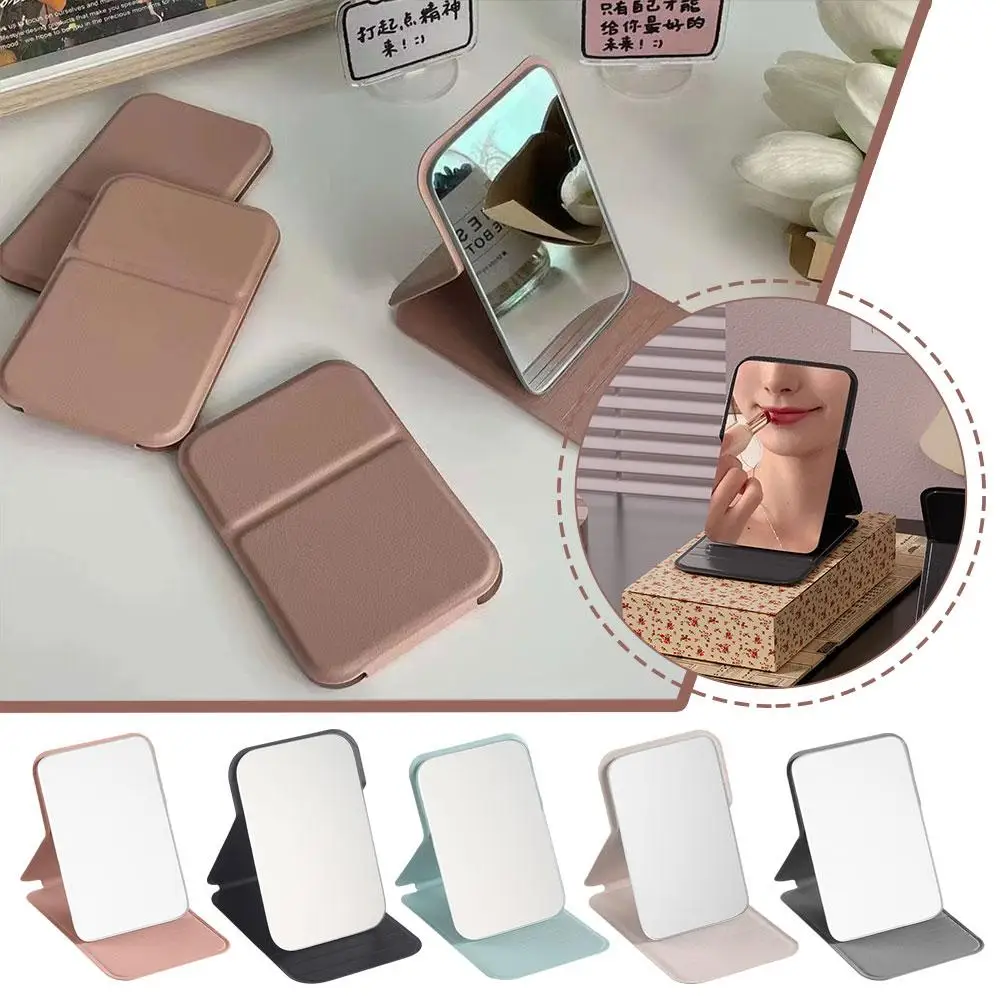 Desktop Stand Mirror Portable Suitable Simple Elegant Design Makeup Mirror Handle Creative Desk Folding Women MINI R0K6