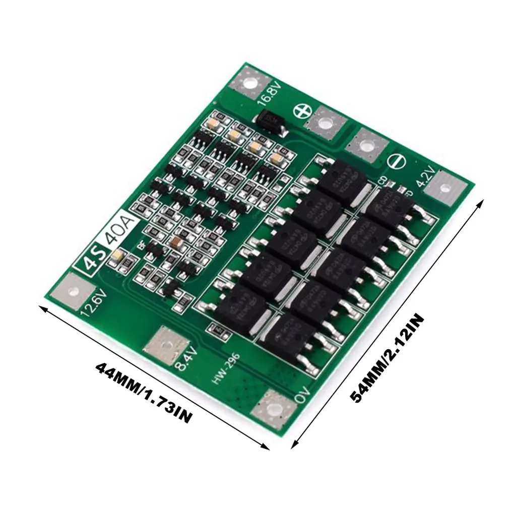 HW-296 16.8V 4S 리튬 이온 배터리 18650 충전기 PCB BMS 보호 보드 리포 모바일 모듈 밸런서 포함 드롭쉬핑
