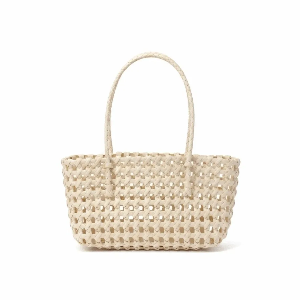 

Lightweight Woven Basket Bag Breathable Vibrant Colors Hollow Out Tote Inner Pouch Flexible Mesh Handmade Handbag Trend Women