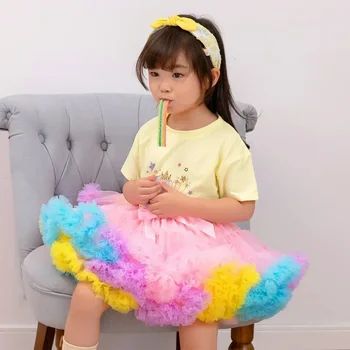 Girls Fluffy Tulle Tutu Skirt 5 Girls Tutu Skirts Black Fluffy Toddler Tulle Princess Ball Gown Pettiskirt Ballet Party Dance Rainbow Tulle Skirts Girls Clothes 5