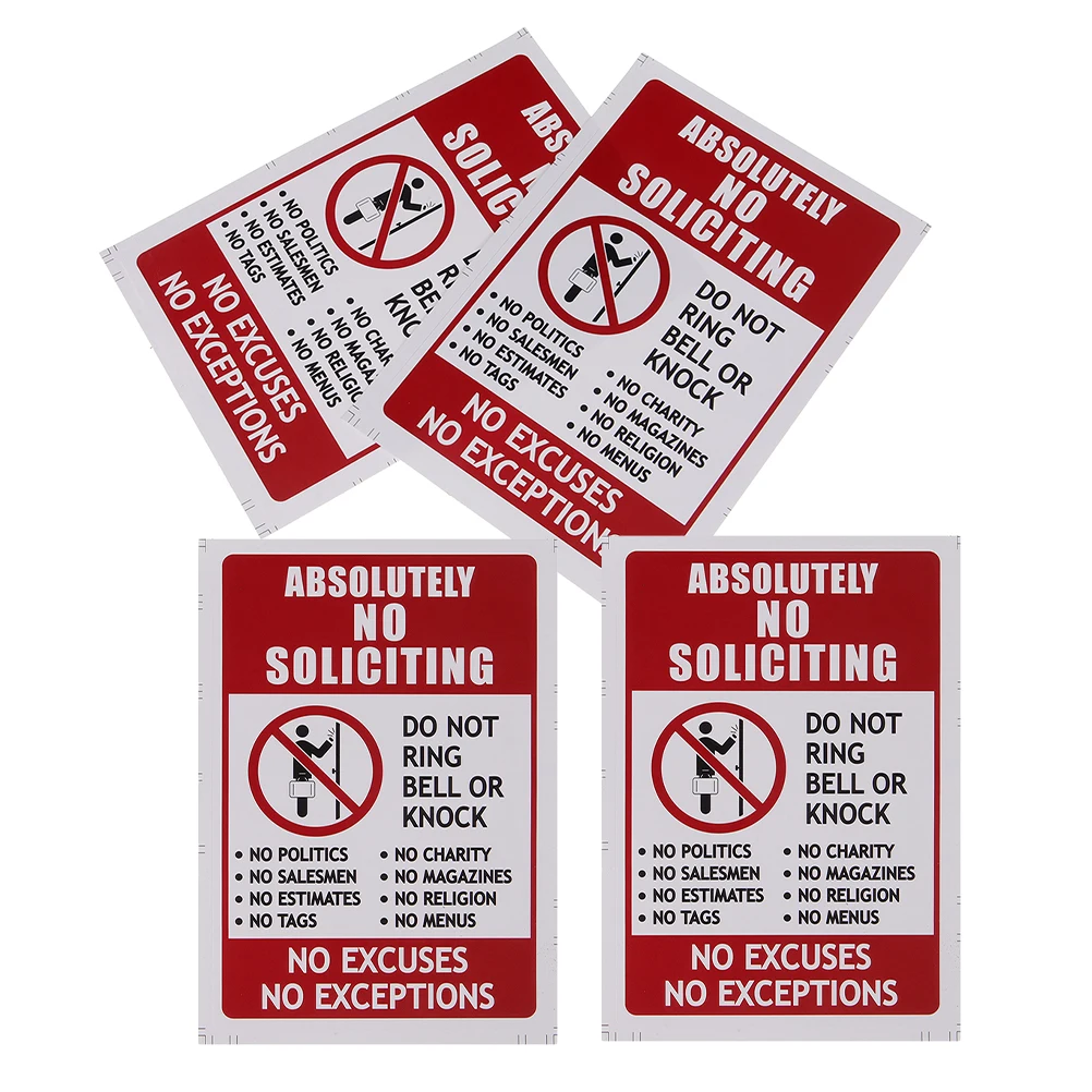 

4pcs No Entry Stickers PVC Waterproof Adhesive Signage Clear No Soliciting Symbol Strong Adhesion for Doors Windows