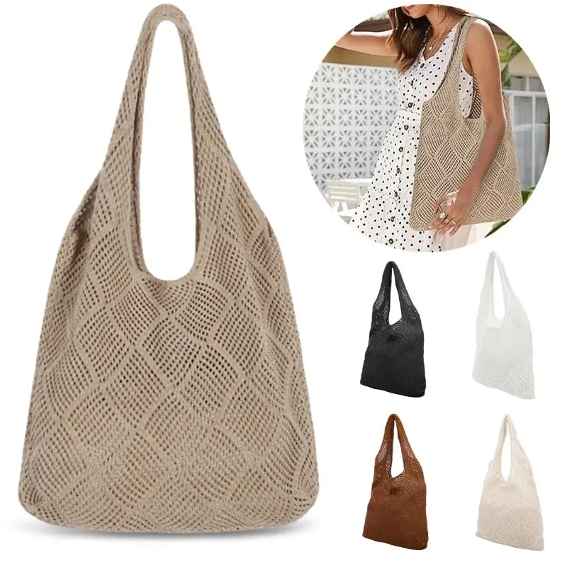 Knitted and Woven Minimalist Hand-Held Sweater Shoulder Bag Totes