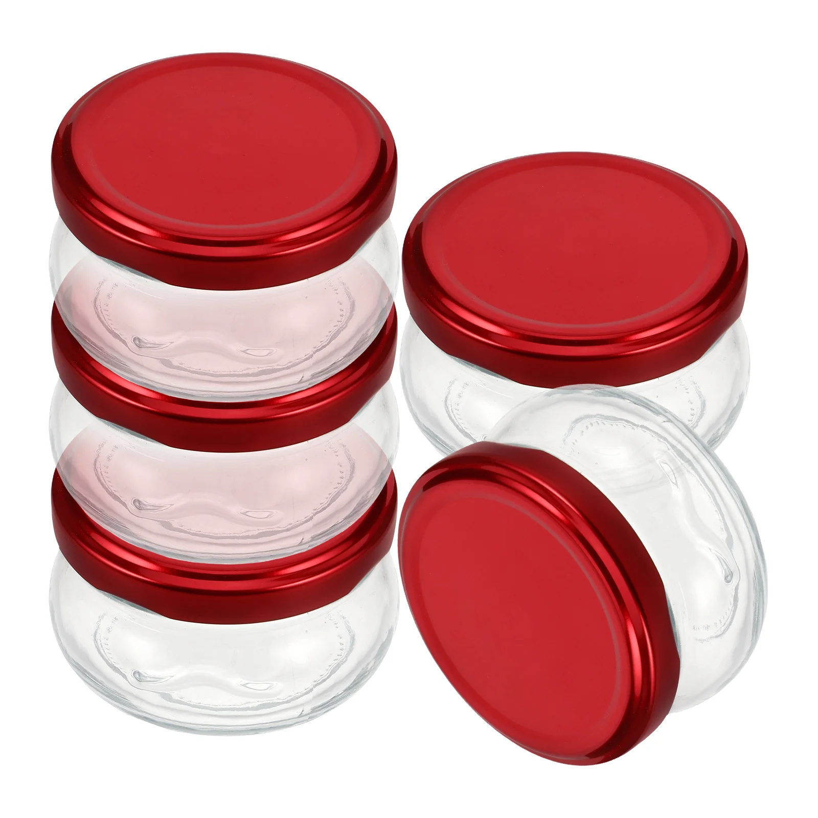

5Pcs Clear Glass Airtight Jar Thickened Lid Portable Transparent Jam Honey Yogurt Storage Portable Honey Jar Glass