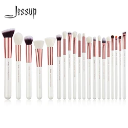 Jessup Brush 20pcs Makeup Brushes Set Powder Contour Eyeshadow Foundation Blushing White/Rose Gold Natural-Synthetic Hair