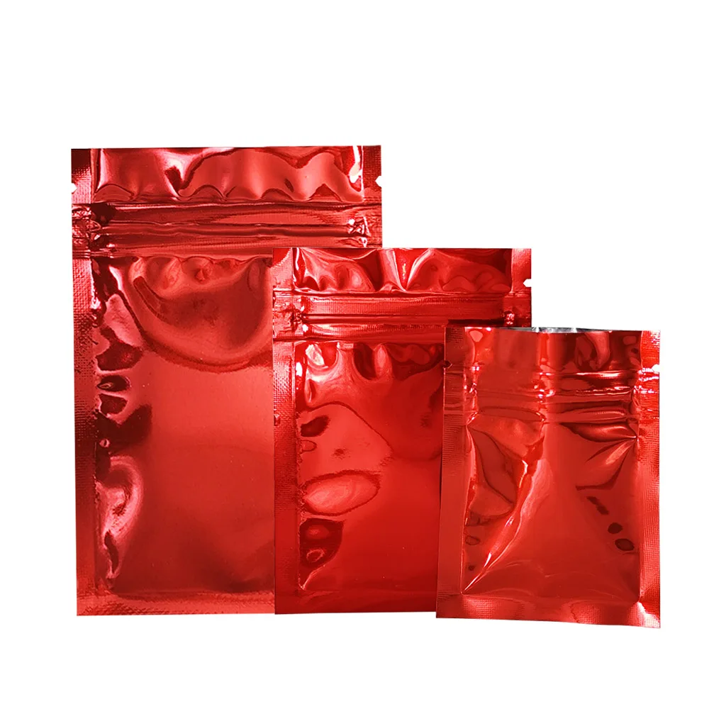 

Resealable Red Ziplock Package Bags Aluminum Foil Grip Seal Food Wrapping Pouch Self Sealing Mylar Sundries Tea Bean Storage Bag