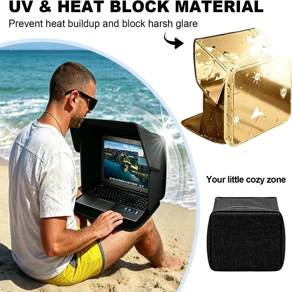 Foldable Laptop Sun Shade Multi-functional Sun Protection Laptop Privacy Screen Portable Shield Cover Laptop Sun Glare Shield