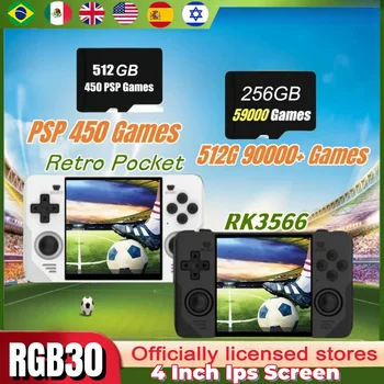 POWKIDDY RGB30 Portable Handheld Game Console Retro Pocket 4.0 inch Screen Linux OS Portable Video Players PSP Game Console HDMI