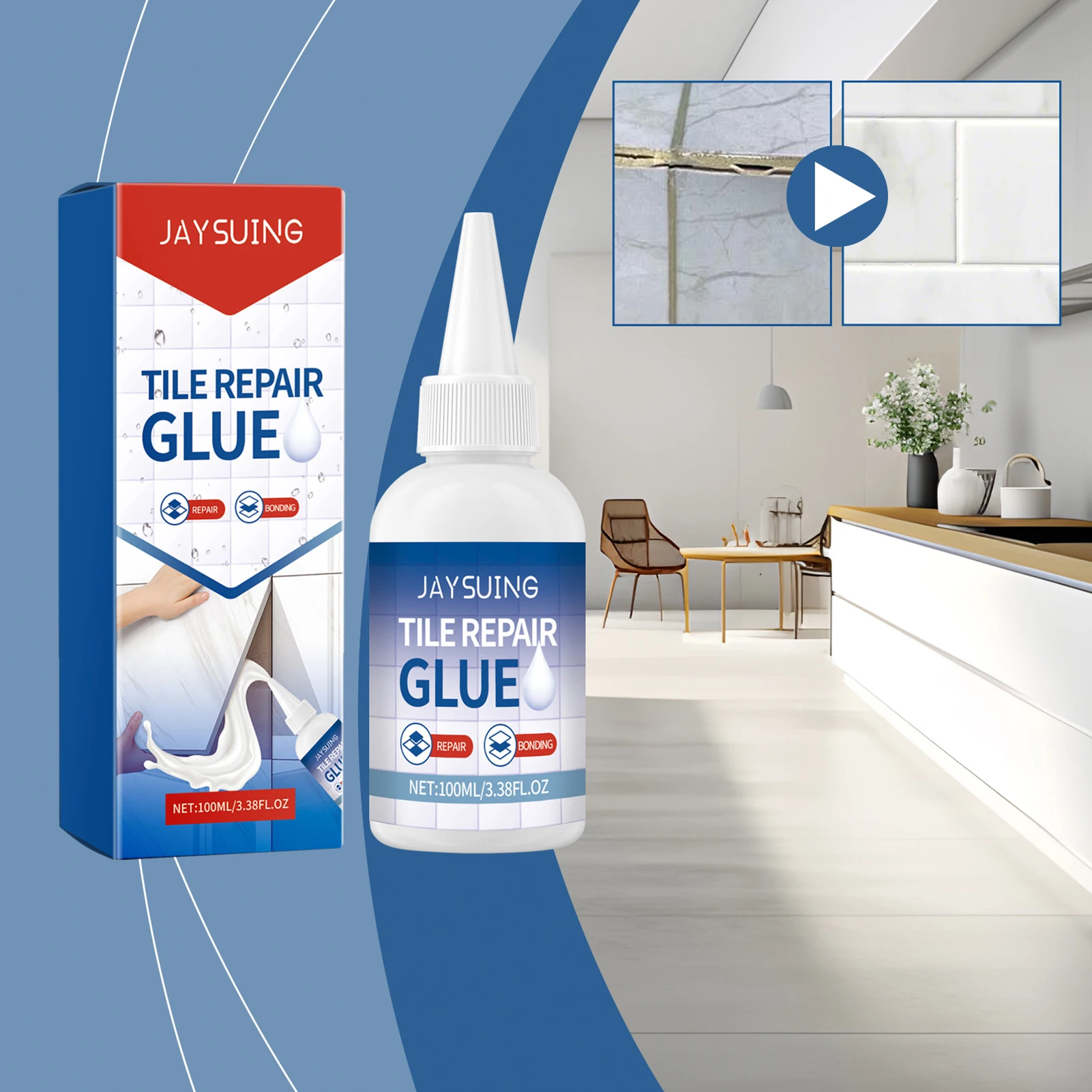 Tile Repair Glue White Grouting Paste For Bathroom Tiles Cracks Filler Waterproof Paste Tiles Gap-Crack Filler