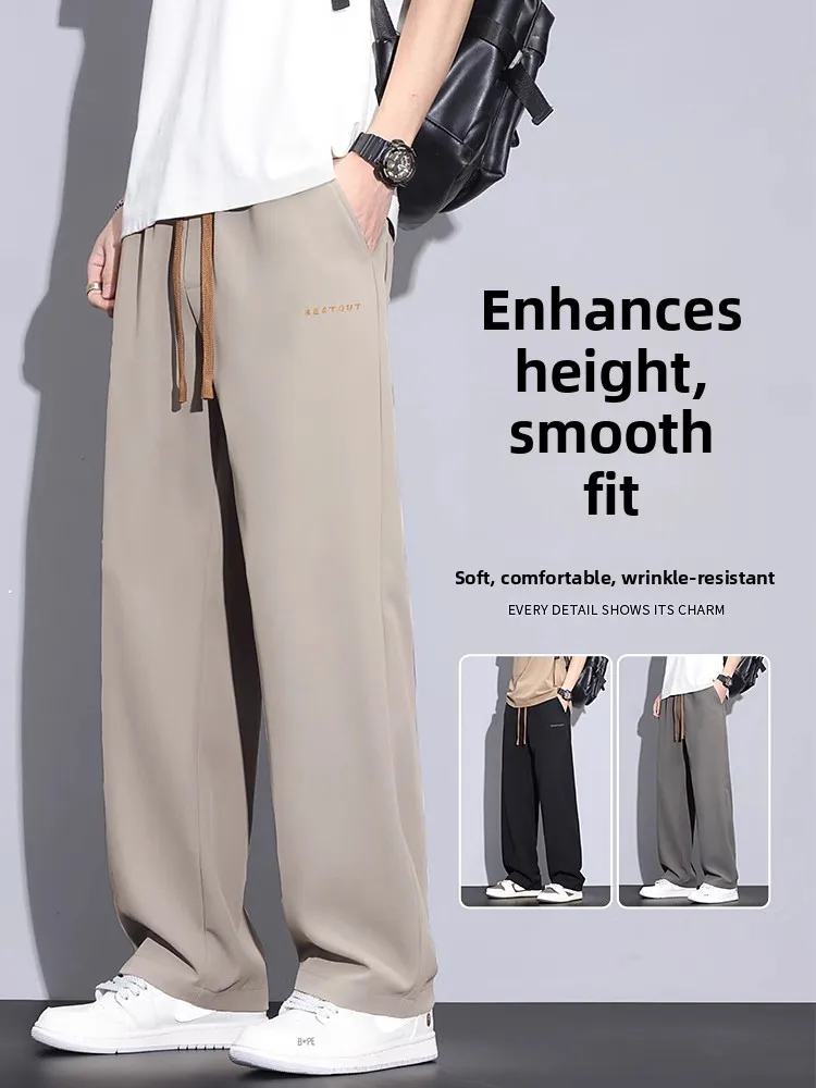 

Hong Kong Trendy Brand Men's Casual Pants Autumn New Loose Straight Leg Qui Dry Spor Wide Leg Trousers Faionable Youth ...