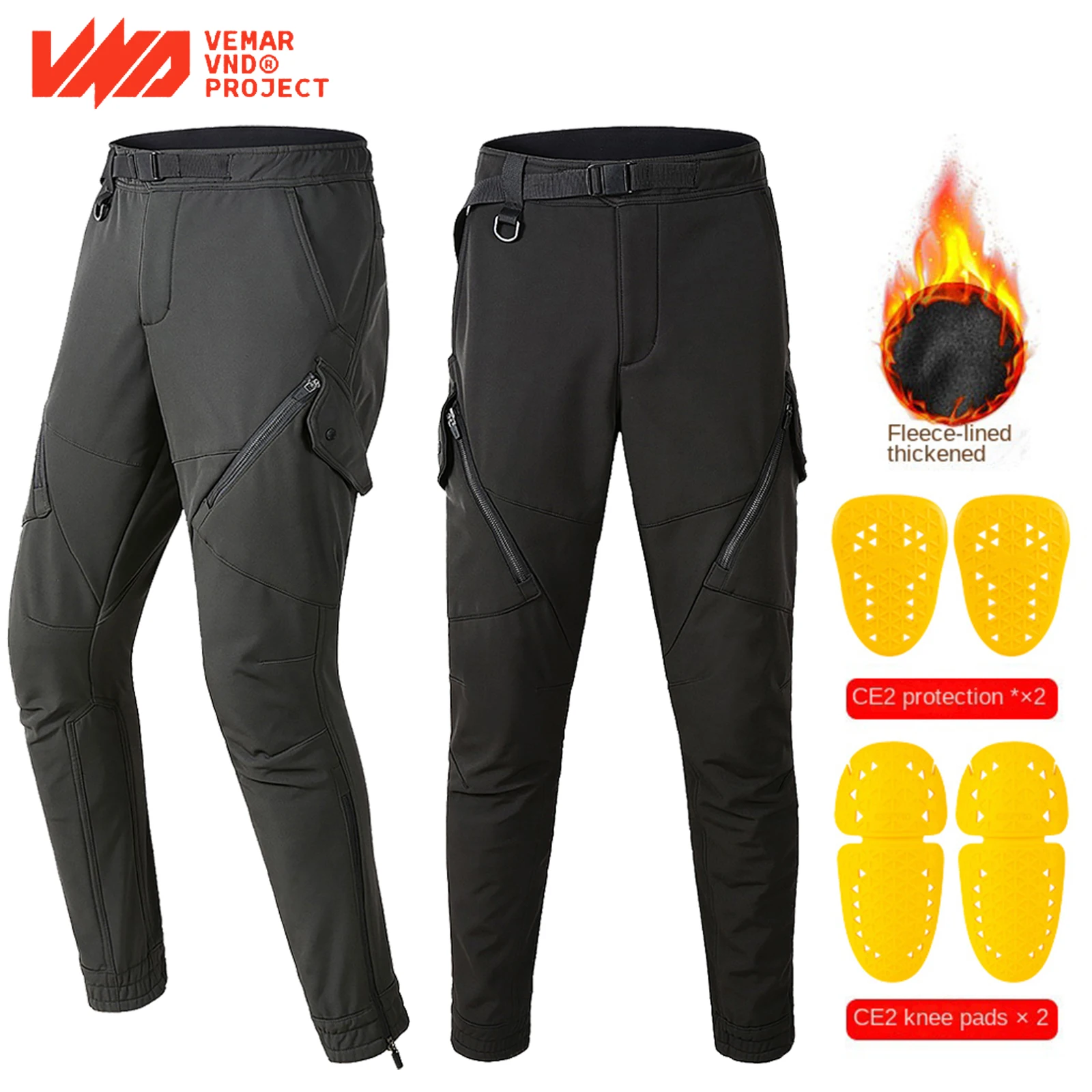 

Winter Windproof Waterproof Motorbike Riding Trousers Mens Cross Motorcycle Pants Adventure Biker Pants with CE2 Knee & Hip Pads