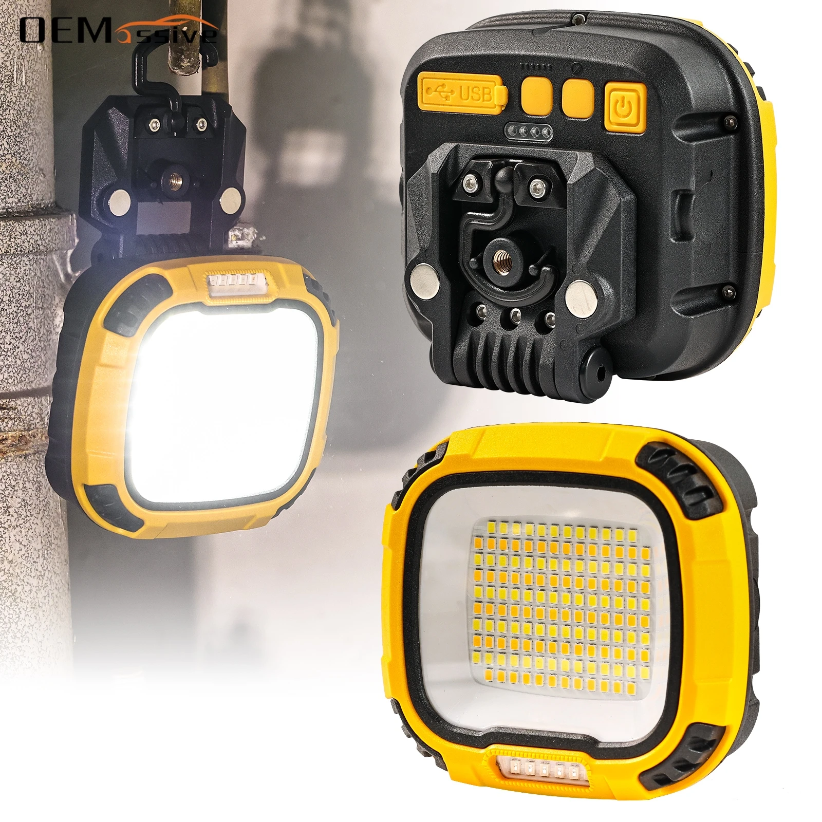 

Led Work Light Rechargeable Portable Magnetic & Hook 4000 Lumen Job Site Lighting Camping Car Repairing Inspection Lights 40W