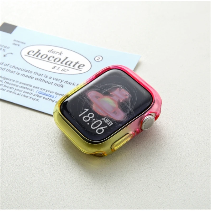 Cute Gradient Jelly Cases For Apple Watch Case 49mm 45 41 44 40 42 38mm Screen Protective Cover For iwatch Ultra 9 8 7 4 5 6 SE