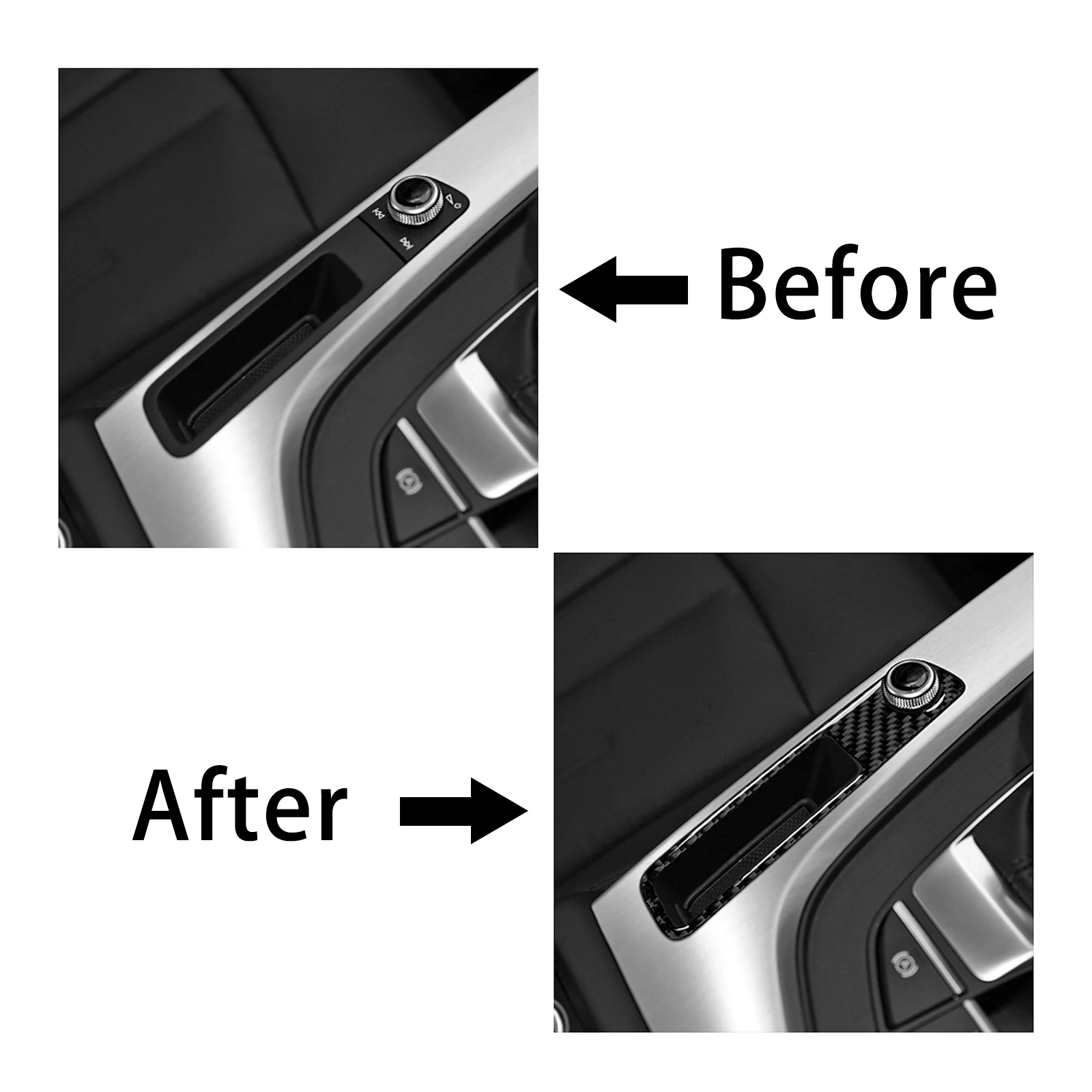 For Audi A4 B9 2017 2018 2019 2020 Carbon Fiber Center Console Volume Adjustment Panel Cover Trim Car Accessories Interiors view 4