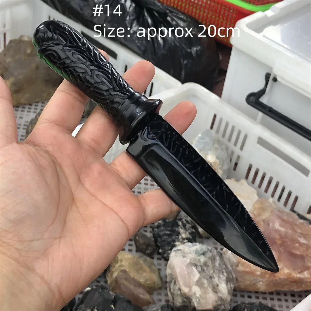天然石黒曜石ナイフ研磨モデル 1個